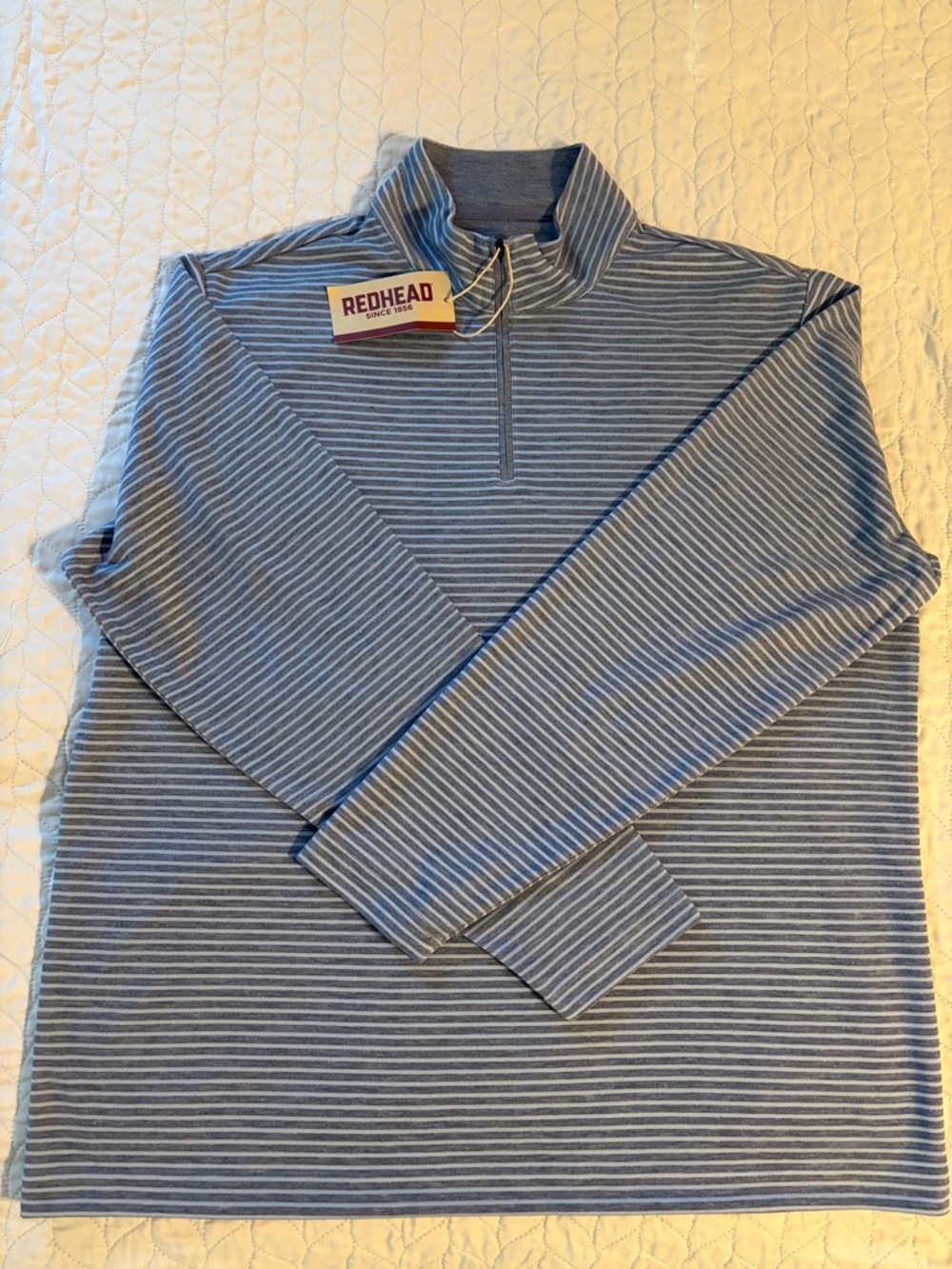 RedHead Blue & White Striped Quarter-Zip Top